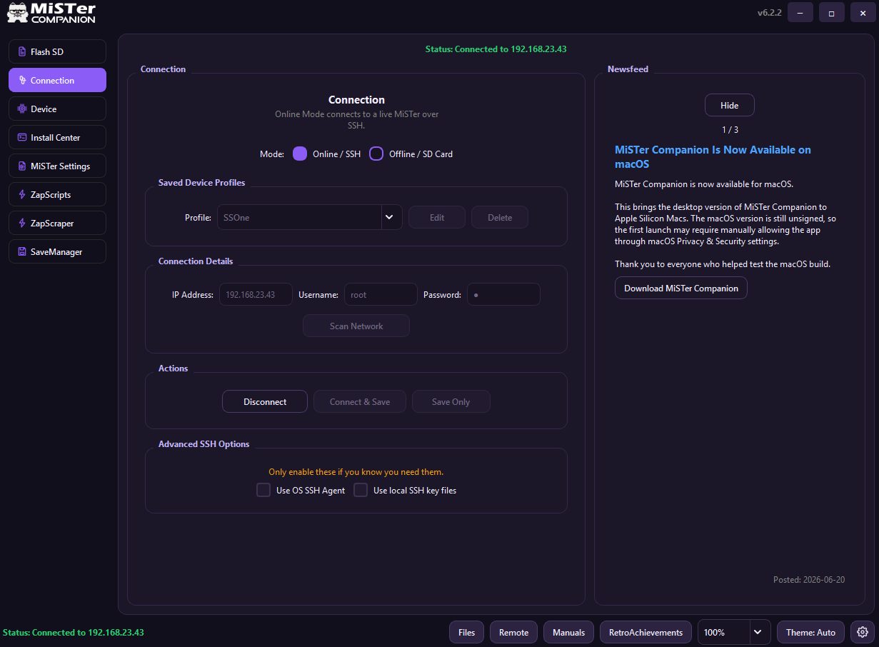 MiSTer Companion desktop application screenshot